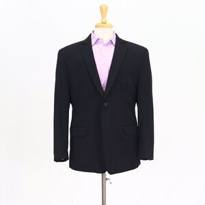 Joseph Abboud 44S Black Blazer Sport Coat Jacket 2-Button Solid Y008